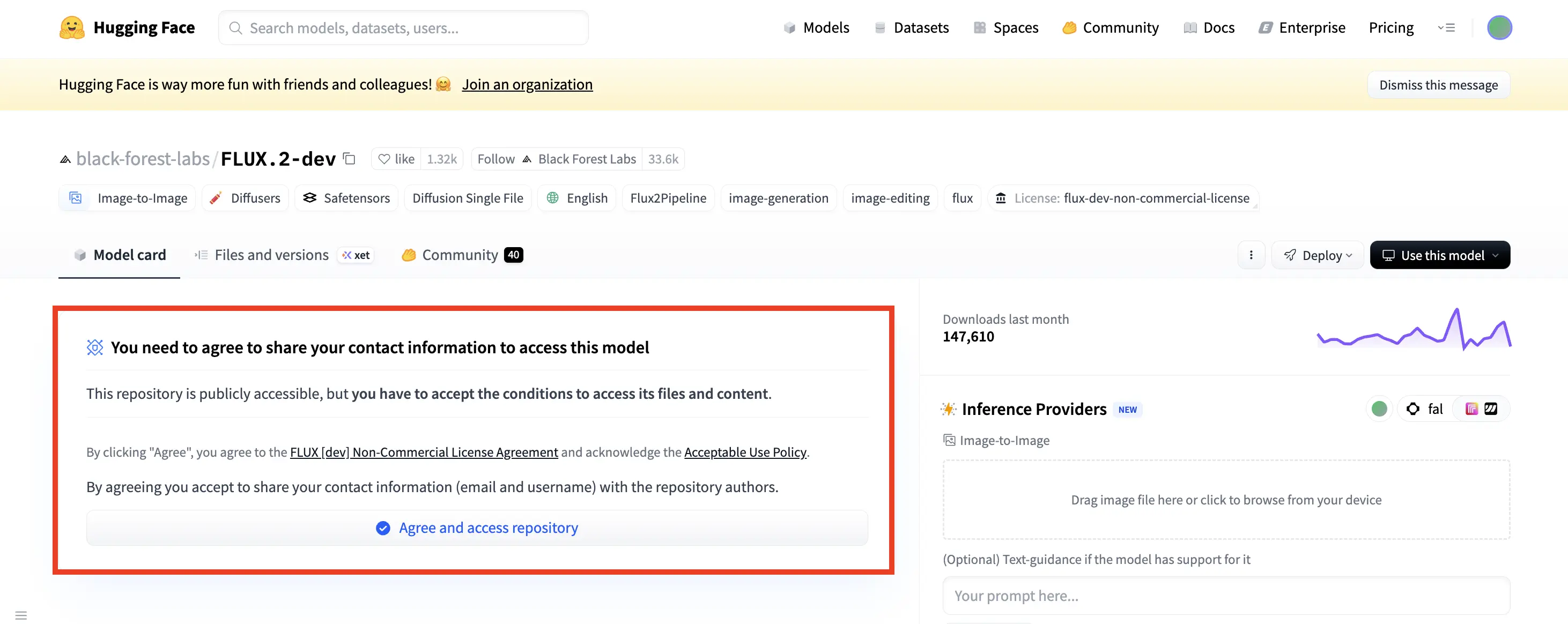 Example of a gated FLUX repo on Hugging Face